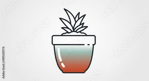 Minimalist Potted Plant Icon with Gradient Colors