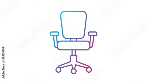 Modern Office Chair Icon with Gradient Colors - Minimalist Design