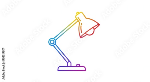 Rainbow Desk Lamp Icon, Modern Design, Office Lighting, Creative Idea