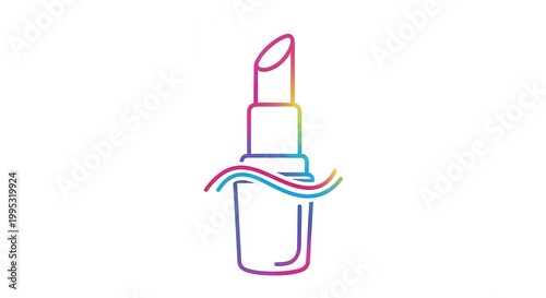 Rainbow Lipstick Icon, Beauty Makeup Symbol, Pride Colors, Cosmetic Product Line Art