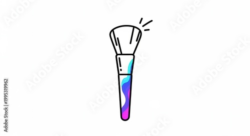 Sparkling Makeup Brush with Colorful Handle - Beauty and Cosmetics Icon