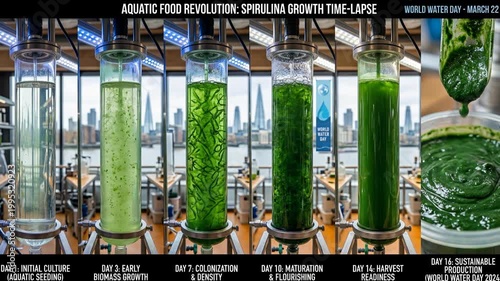 Spirulina Growth Time-Lapse - Aquatic Food Revolution for World Water Day.