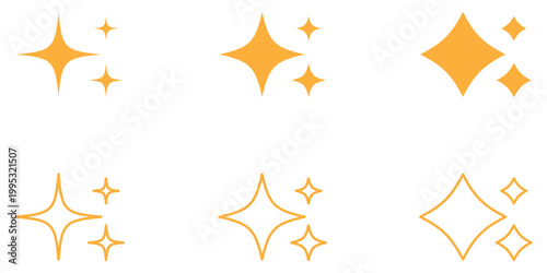 Sparkle star icons. Shine icons. Glitter twinkle flash light symbols in solid and outline vector. eps 10