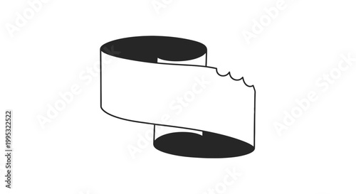 Torn Paper Strip with Curved Edge.