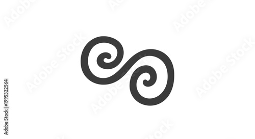 Fotografía Black Swirling Double Spiral Shape Icon.