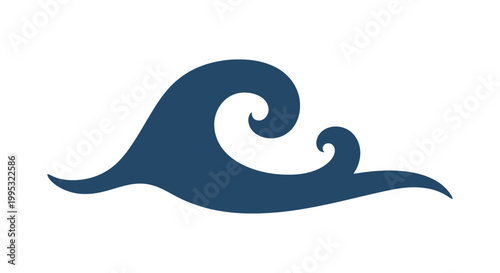 Stylized Wave Illustration on White Background.
