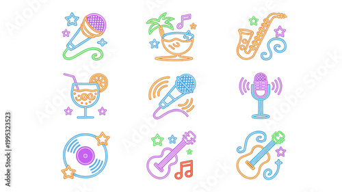 Colorful set of playful geometric animals and objects in vibrant vector style Vector