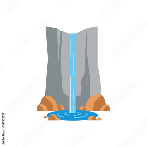 Water Falls Down From Cliff Edge.