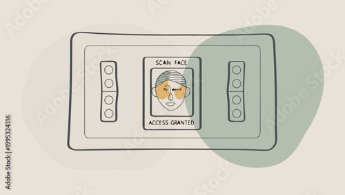 Biometric scanner performs facial recognition for secure digital system access.
