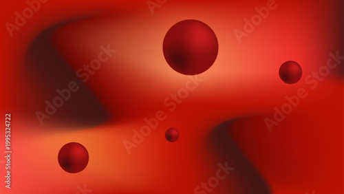 3d illustration of red blood cells flowing through a blue vein with light bubbles and a circular pattern texture