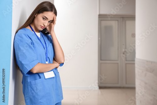 Upset female medical intern...