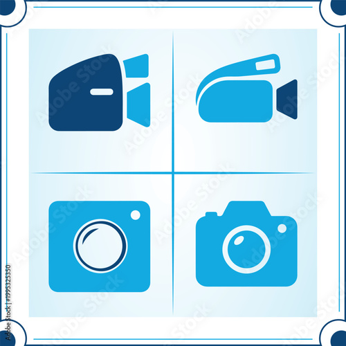 video camera camcorder and still photo camera icons.
