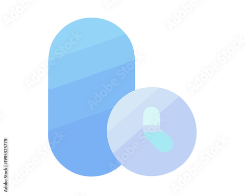 Medical capsule pill icon with clock face representing scheduled medication or time-release drug delivery.
