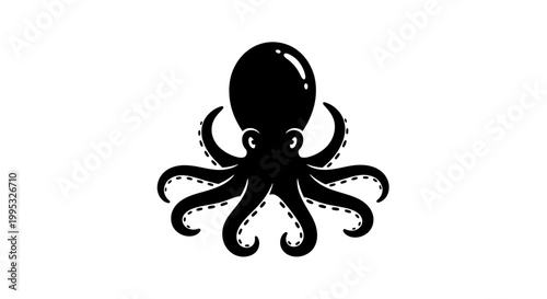Obraz na płótnie Black Silhouette of an Octopus.