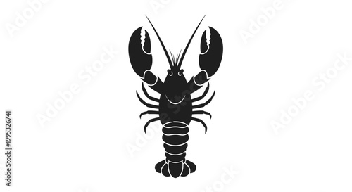 Obraz na płótnie Black Silhouette of Lobster Illustration.