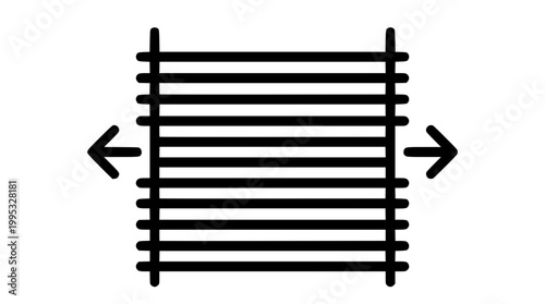 Minimalist vector graphic illustration showing width or scale expansion arrows