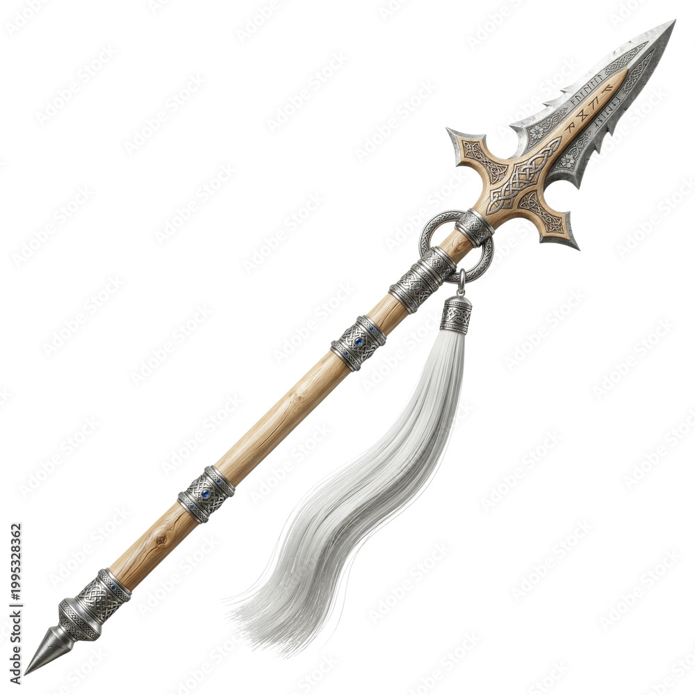 Naklejka premium Ornate Spear with Tassel - Ancient Weaponry Display