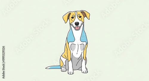 Colorful Dog Cartoon Sitting Pleasantly