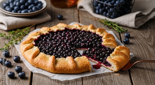Finnish mustikkapiirakka blueberry galette with rustic crust