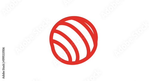 Red Tennis Ball with Curved Lines.