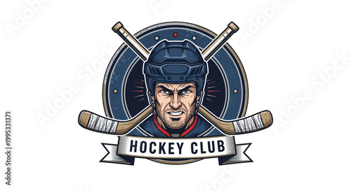 Hockey club logo with a hockey player.