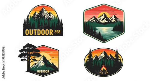 Collection of wilderness and forest badges.