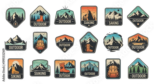 Collection of outdoor adventure badges.