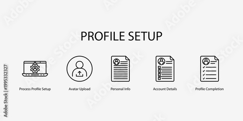 Process Profile Setup, Avatar Upload, Personal Info, Account Details, Profile Completion