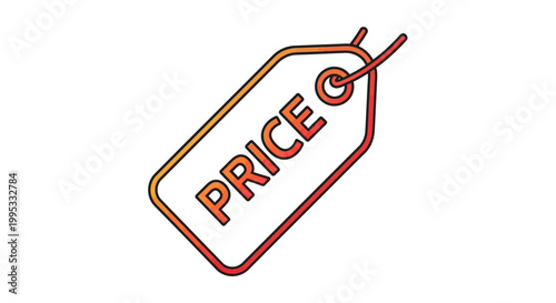 Vibrant orange and red gradient price tag illustration for retail and sales promotion value