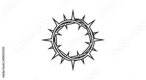 minimalist barbed wire circle icon isolated on white background