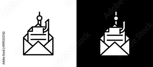 Phishing Scam Icon Set In Black And White Filled Style Collection