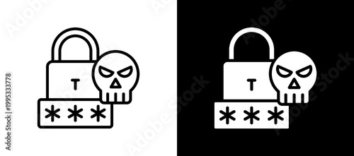 Password Cracking Icon Set In Black And White Filled Style Collection