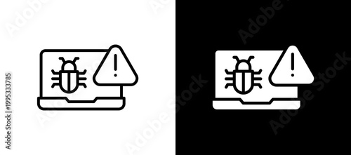Malware Infection Icon Set In Black And White Filled Style Collection