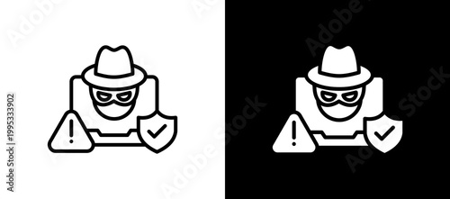 Spyware Protection Icon Set In Black And White Filled Style Collection