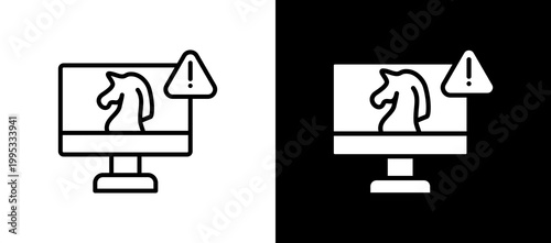 Trojan Horse Icon Set In Black And White Filled Style Collection