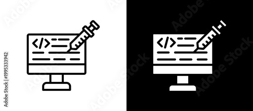 Code Injection Icon Set In Black And White Filled Style Collection