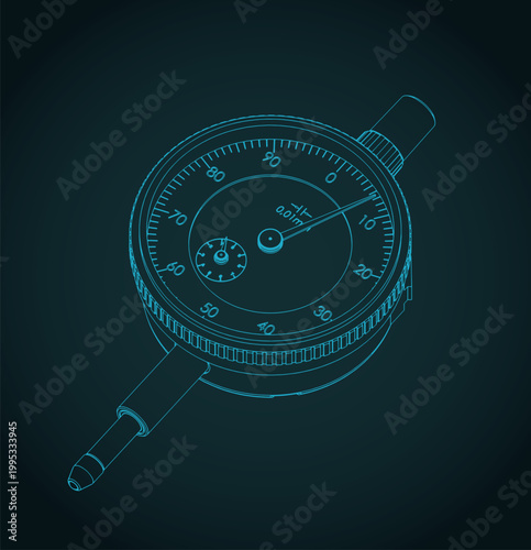 Precision diameter gauge isometric blueprint