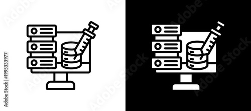 SQL Injection Icon Set In Black And White Filled Style Collection