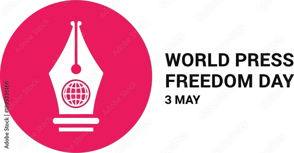 Fototapeta premium World Press Freedom Day concept with fountain pen icon and globe symbol