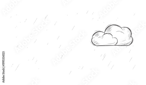Hand drawn of rain falling from a cloud weather storm precipitation