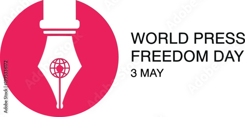 World Press Freedom Day 3 May illustration with pen nib and globe