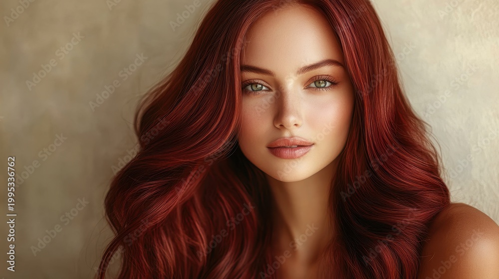 Fototapeta premium Elegant Redhaired Woman with Natural Beauty