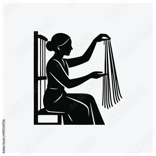Woman sitting and braiding or treating hair