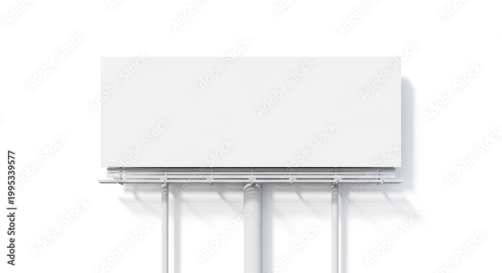 Fototapeta premium A large blank white sign mounted on a metal frame with four vertical poles