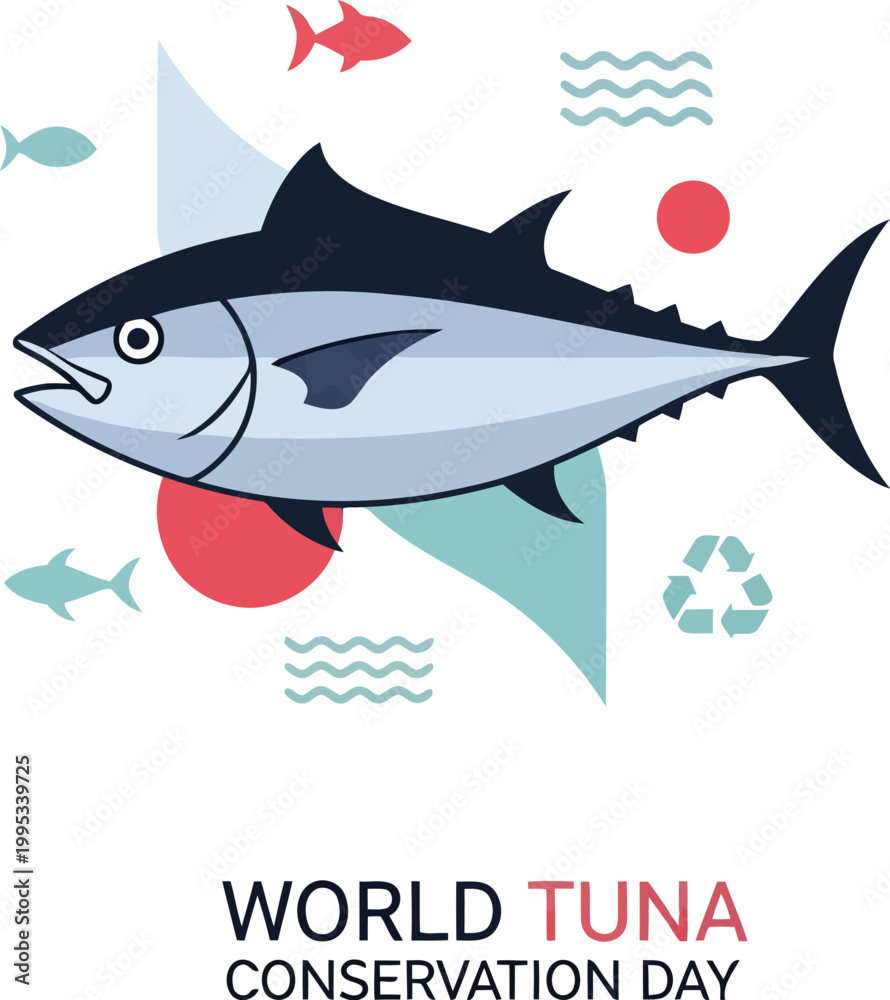 Obraz premium Stylized Tuna Fish Illustration for World Tuna Conservation Day Celebration