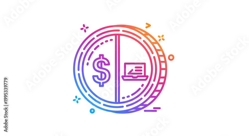 Gradient Icon of Digital Financial Exchange Representing Online Transactions and Banking Services