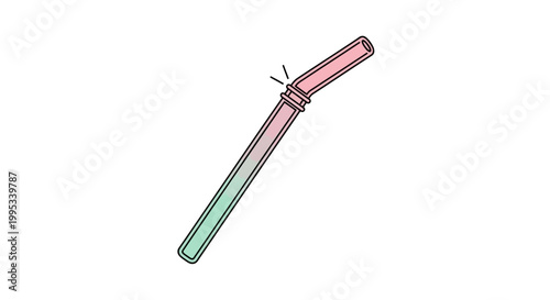 Gradient bendable reusable drinking straw vector illustration for sustainable living