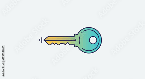Colorful gradient outline key illustration for access and security concepts digital design