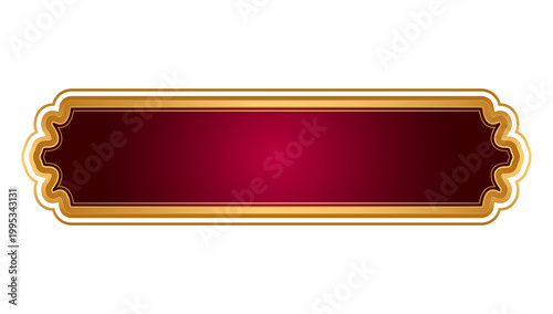 Luxury red golden set arabic islamic banner title frame text box in transparent background