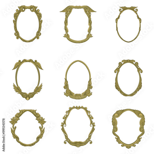 Set Frame Ornamental Culture Element Illustration 